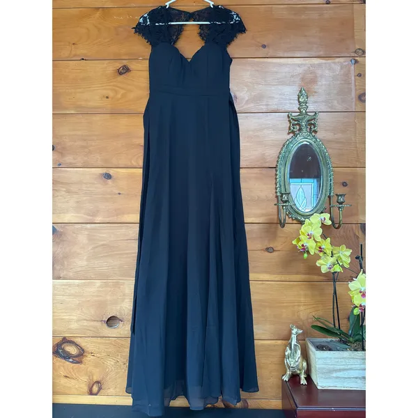Lulus Momentous Moments Black Lace Backless Maxi Dress Beidesmaid Wedding Size S - Image 3