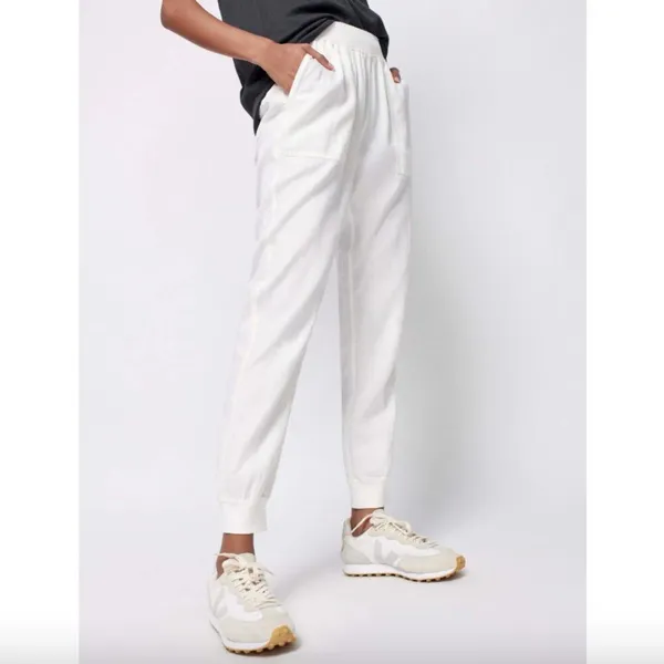 Faherty Size S Small Arlie Day Pant Joggers White Linen Blend - Image 16