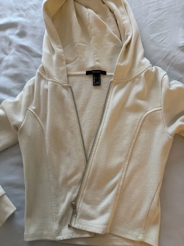 Forever 21 Cream Full Zip Hoodie Women’s - Image 4