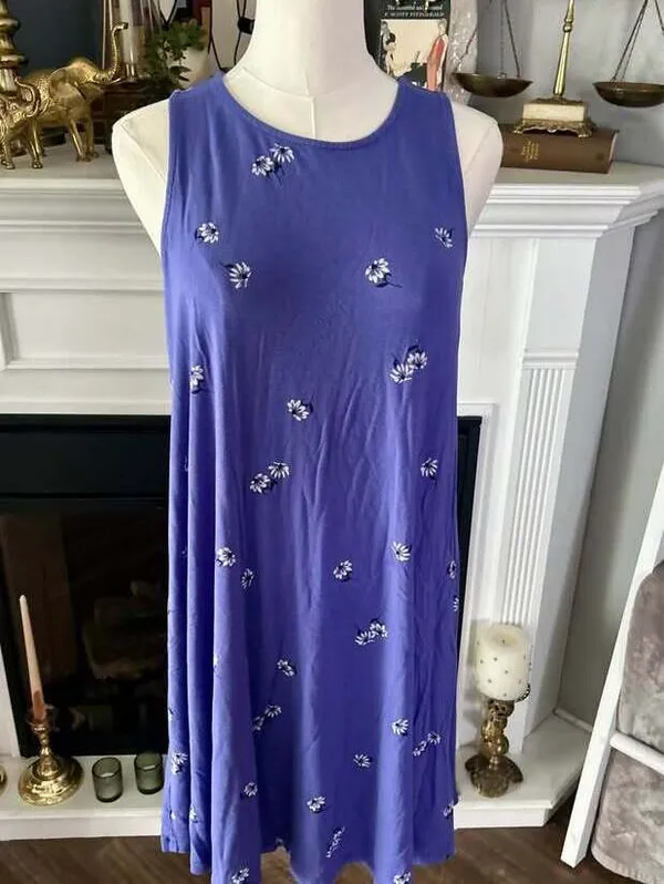 Old Navy Purple Floral Sleeveless Shift Dress Women’s Medium - Image 4