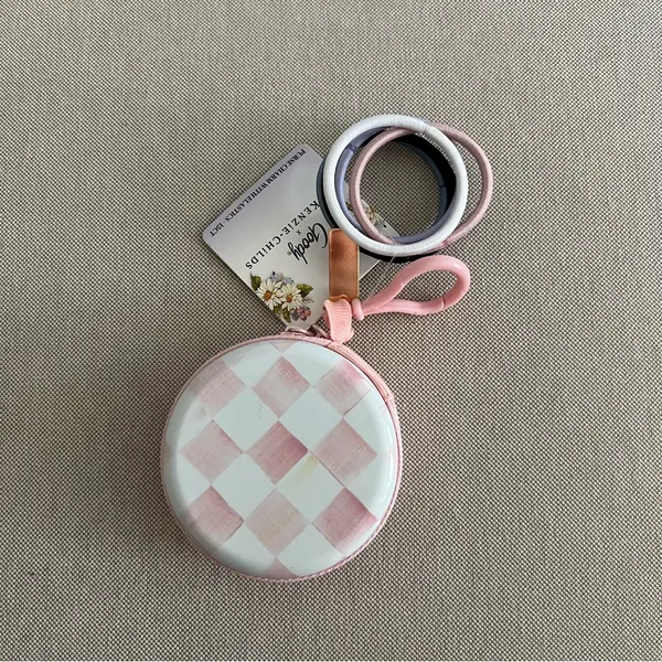 Goody x MacKenzie Childs Pouch Rosy Check Purse Charm 15ct Elastic Hair Ties New - Image 3