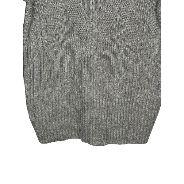 Liz Claiborne Sweater Womens Small Gray Metallic Knit Mock Neck Diamond Ribbed‎ - Image 4
