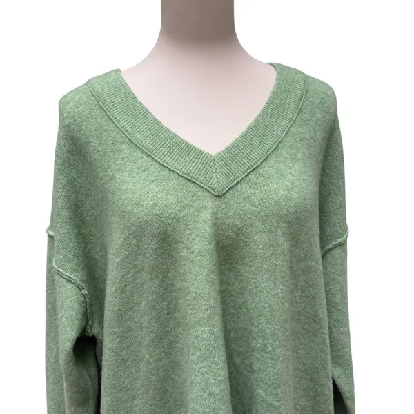 Aerie V-Neck Sweater‎ Small Sage Green NEW Oversized Marl Knit Pullover Cozycore - Image 2