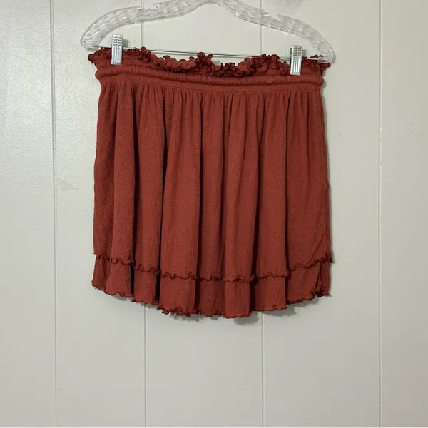 Free People Beach 2 Piece Lounge Set Small Terracotta Ribbed Crop Top Mini Skirt - Image 11