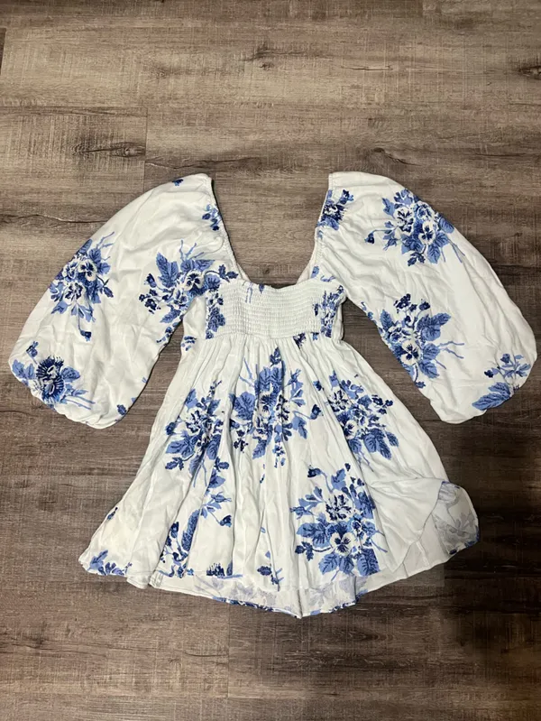 FREE PEOPLE Francesca Mini Dress in Blue - Image 4