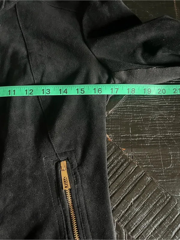 Ivanka Trump Black Faux Suede Moto Jacket With Gold Accents Size S - Image 7