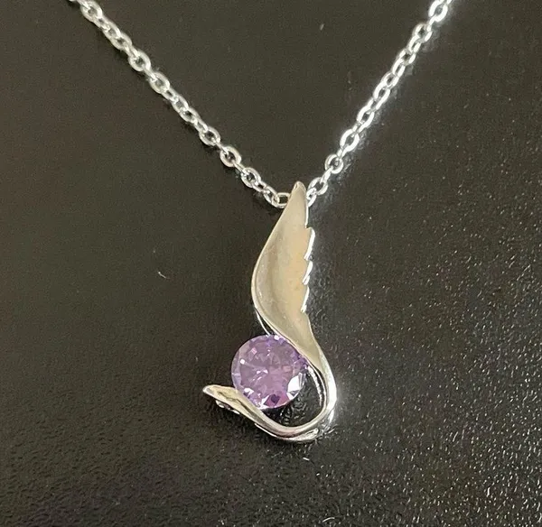 Purple crystal angel wing necklace - Image 2