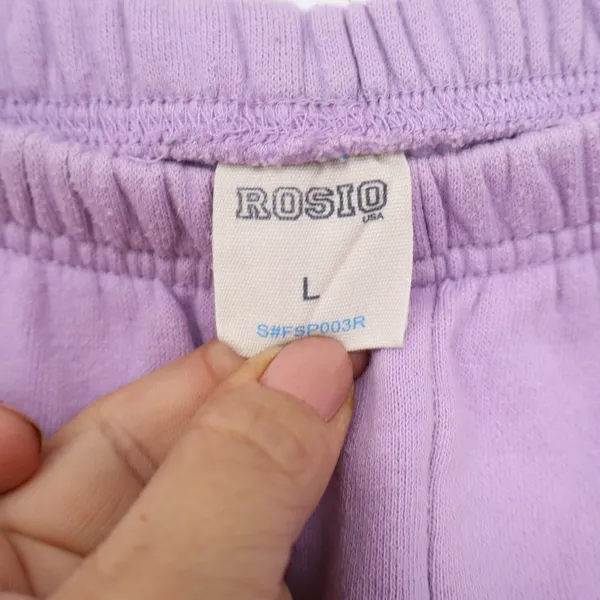 Rosio USA Lilac Purple Fleece Lounge Shorts Womens Large Elastic Waist - Image 3