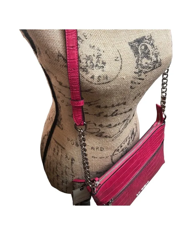 Dana Buchman Raspberry Croc Embossed Crossbody Bag Faux Leather, NWT - Image 4