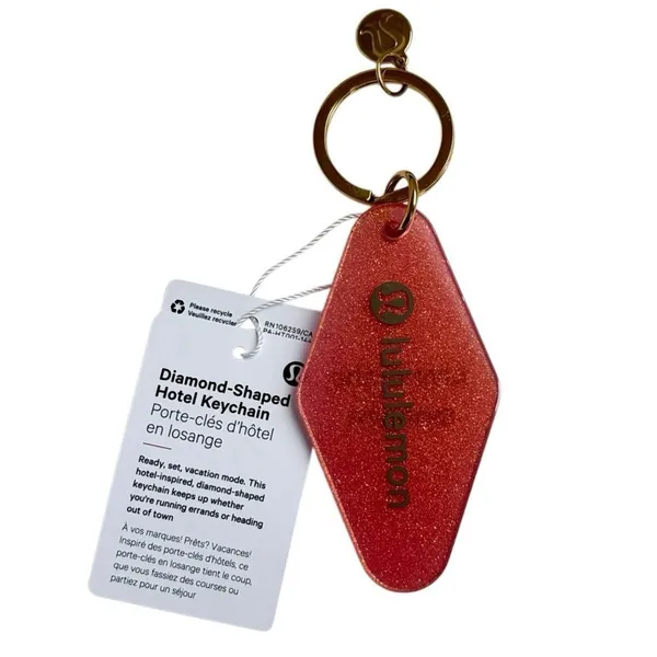 Lululemon Diamond-Shaped Hotel Keychain Dahlia Mauve / Gold - Image 3