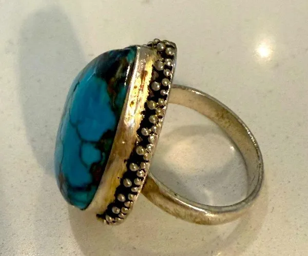 Turquoise Teardrop Ring size 9 Blue - Image 2