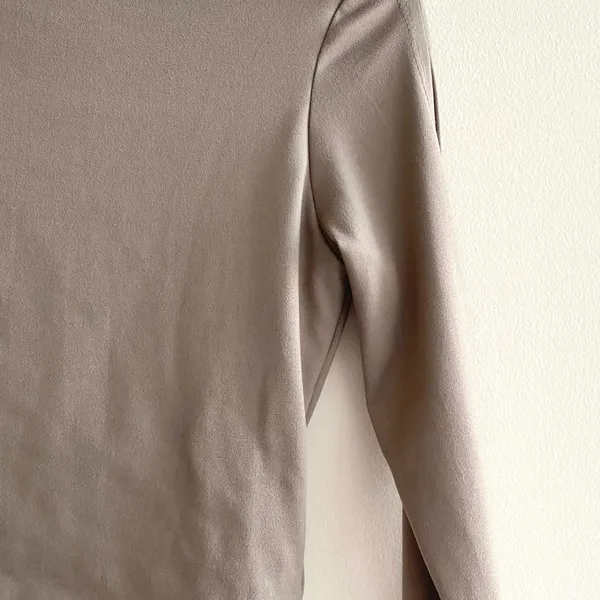 Klesis Taupe Cropped Long-Sleeve Top with Cutouts on Sleeves, Size S - Image 9