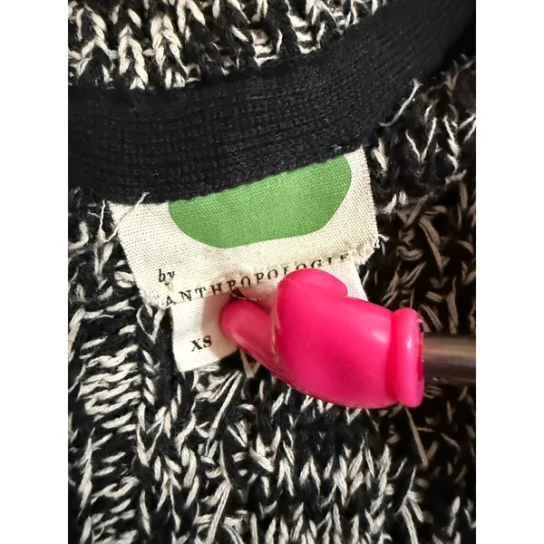 Anthropologie Oversized Black‎ White Marled Cardigan XS - Image 4