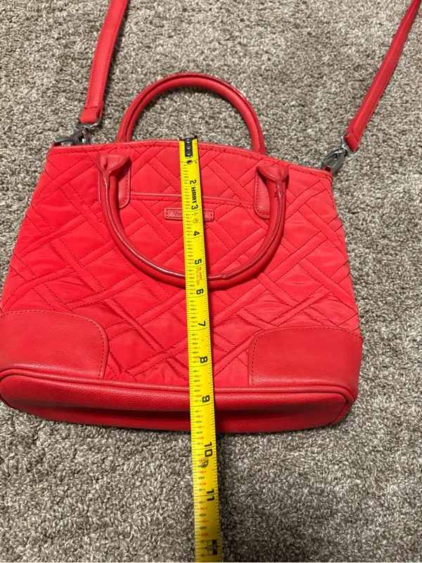 (Vera Bradley) Quilted Red Day Off Crossbody Bag: 9” x 10” - Image 10