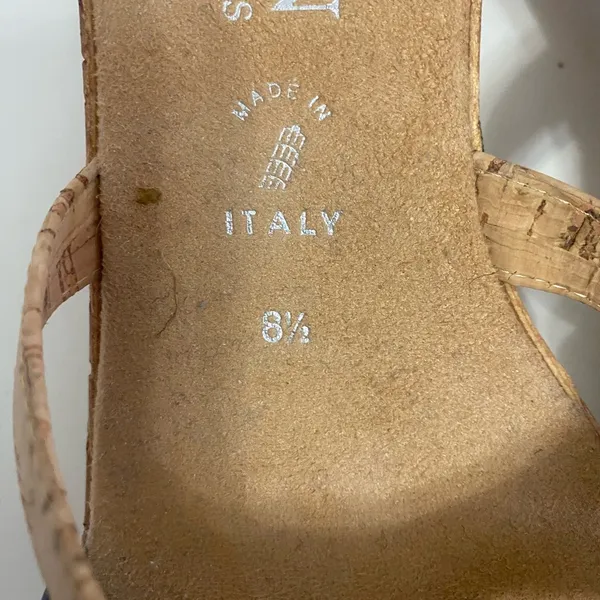 Italian Shoemakers Shoes corked wedge heel navy & tan size 8.5 - Image 4