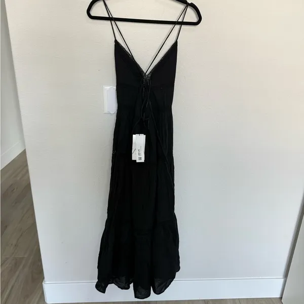 ZARA Black Lace Insert Open Back Strappy Midi Dress Large NEW - Image 9