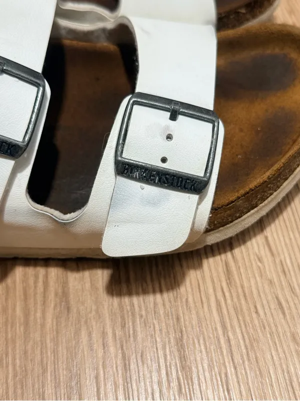 Birkenstock Arizona White Birko-Flor Sandals EU 39 Women's 8 Men's 6 Two Strap - Image 6