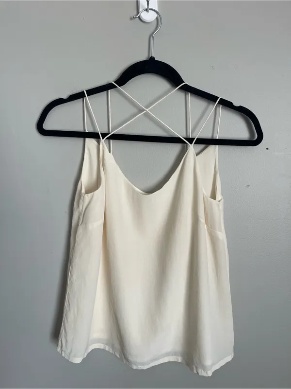 UNWIND.H Ivory Silk Spaghetti-Strap Cami Tank Top Sz S - Image 4