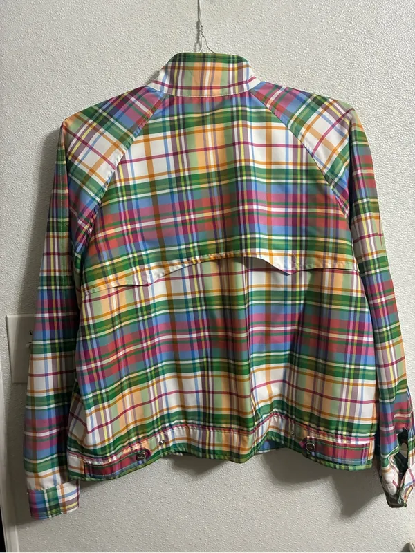 Vintage Lauren Active L-RL Multicolor Plaid Zip Windbreaker Jacket L - Image 2