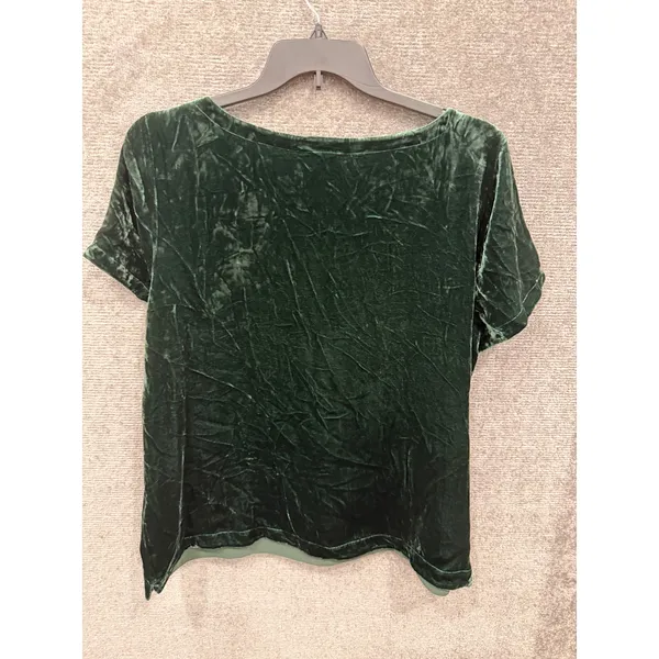 Eileen Fisher Womens Top XL Green Crushed Velvet Silk Blend Short Sleeve Tee - Image 7