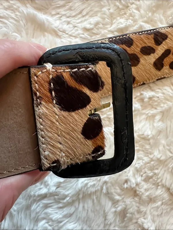 Talbots Leopard-Print Wide Belt with Black Buckle- size small (38 inches) - Image 11