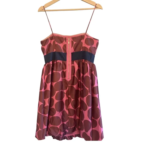 Juicy Couture Pink Brown Apple Print Bubble Hem Silk Mini‎ Dress Size 8 Y2K - Image 4