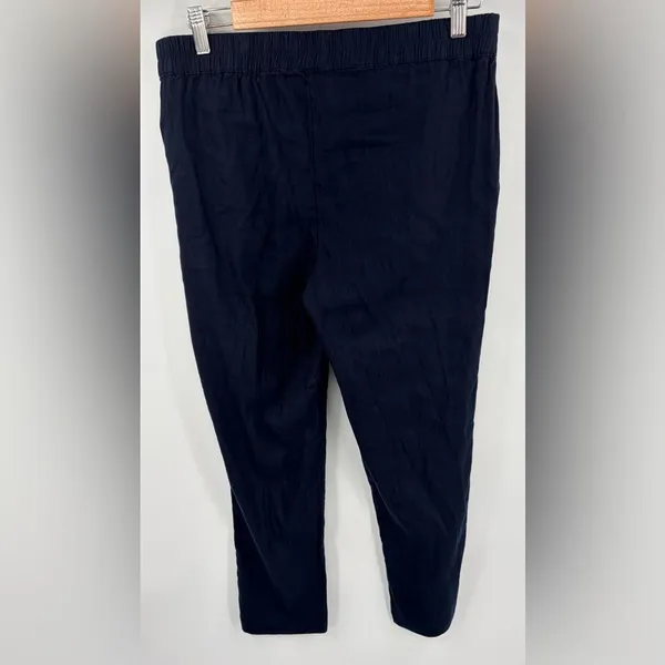 Tahari linen blend navy tapered leg pant with pockets women’s size L beachy - Image 4