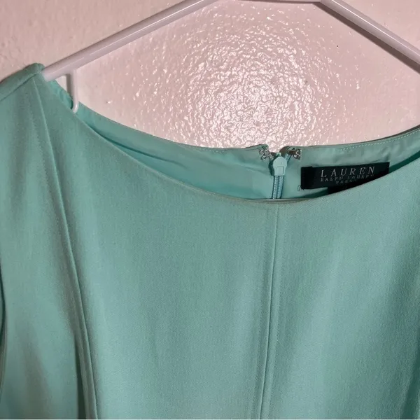 Lauren Ralph Lauren‎ Women's Size 14 Sleeveless Dress Mint Green A-Line Boatneck - Image 5