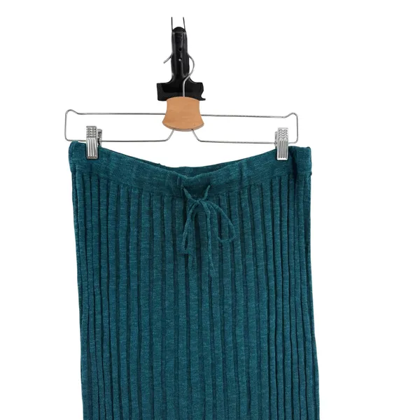 Free People FP Beach Veda Rib Knit Maxi‎ Skirt Teal Drawstring Size Medium - Image 4