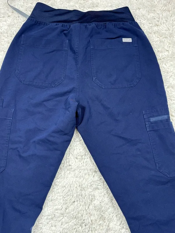 FIGS Yola Skinny Scrub Pants Women’s XS Navy Blue Yoga Waist Medical Cargo - Image 7