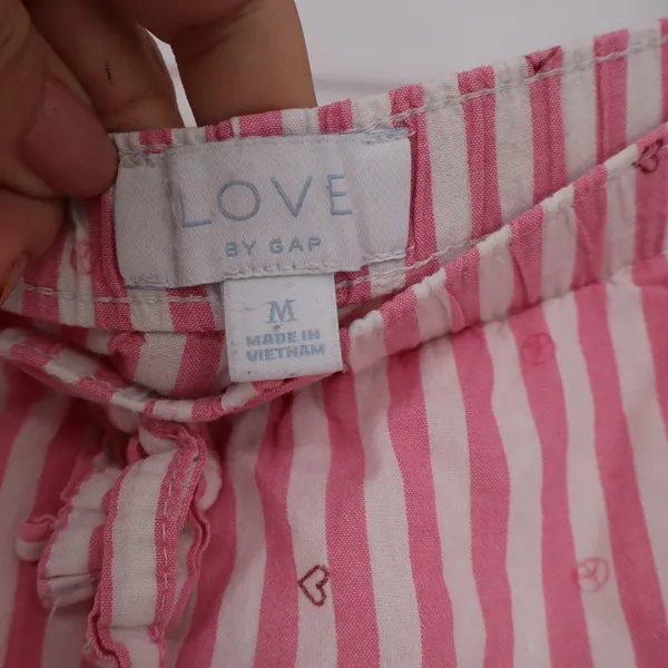 Love by Gap Pink White Striped Heart Peace Sign Cotton Pajama Pants Women's - Image 3
