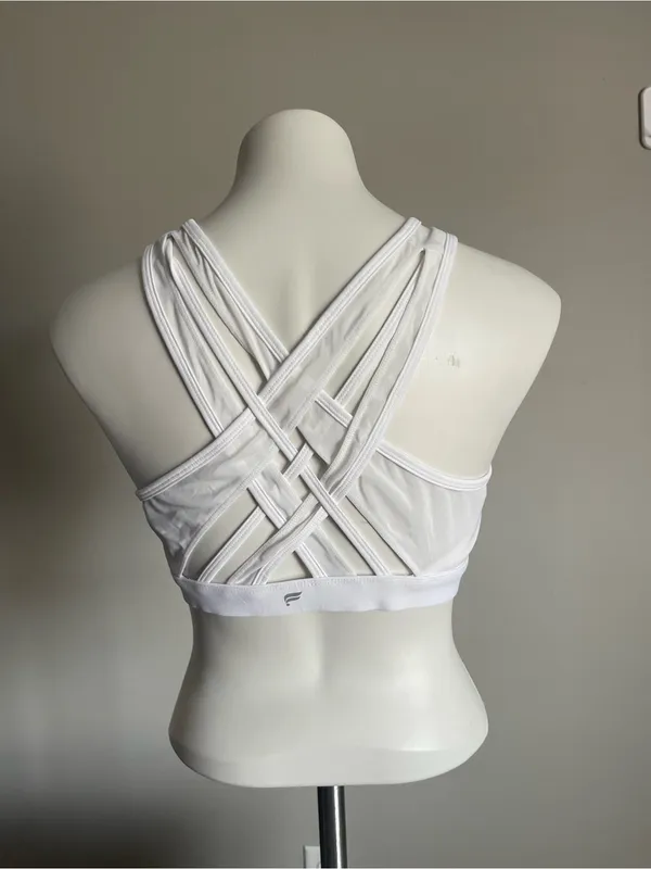 FABLETICS White Faye High Impact Cross Back Sports Bra Sz XL - Image 5