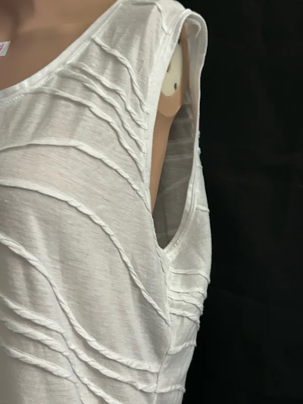 Simply Vera Vera Wang White Sleeveless Wave-Detail Sleeveless Blouse Tank Top LG - Image 3