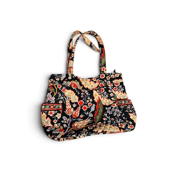Vera Bradley Versailles Carry Me Away Tote Bag Quilted Floral Black Large 18.5" - Image 4
