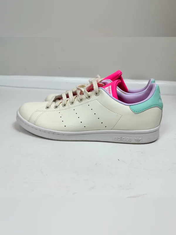 Adidas Stan Smith Sneakers Lace Up Cream White Pink Mint 10.5 - Image 7