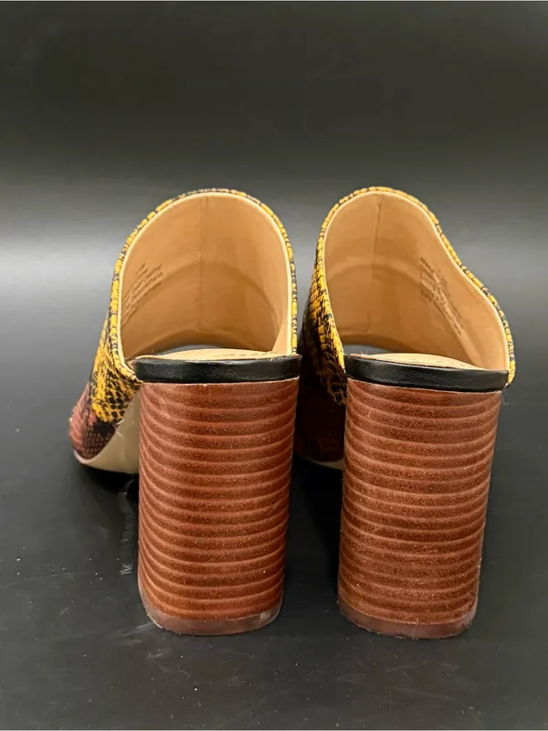GIBSON LATIMER Mya Patchwork Snakeskin Leather Block Heel Mules Size 7.5 - Image 5
