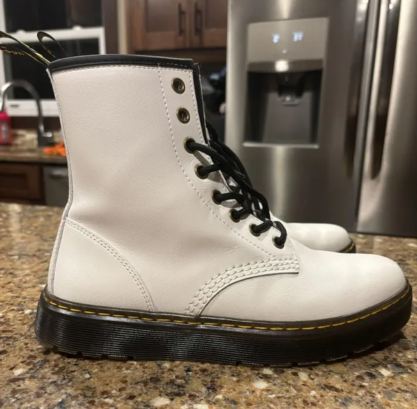 Dr. Martens White Lace Up Boots - Image 3