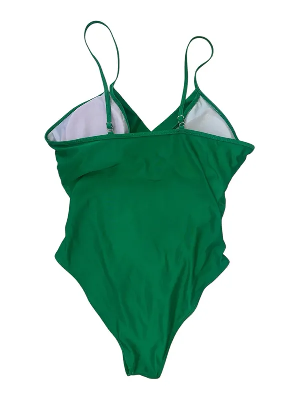 Emerald Green Wrap One-Piece Swimsuit - Size XL - Image 4