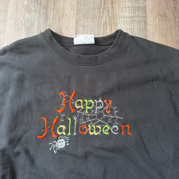 Vintage Endless Designs Happy Halloween Embroidered Crewneck Sweatshirt - Image 3