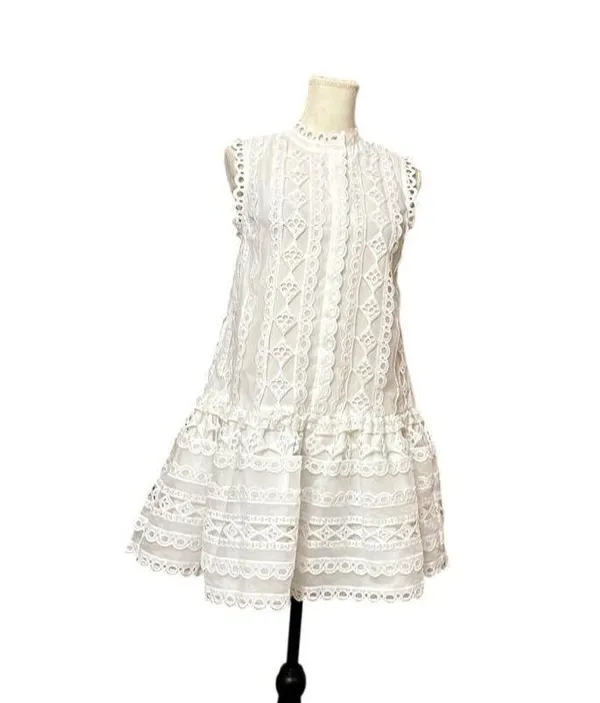 Endless Rose Lace Trim Crochet Mini Dress Sleeveless White Size M NWOT Romantic - Image 4