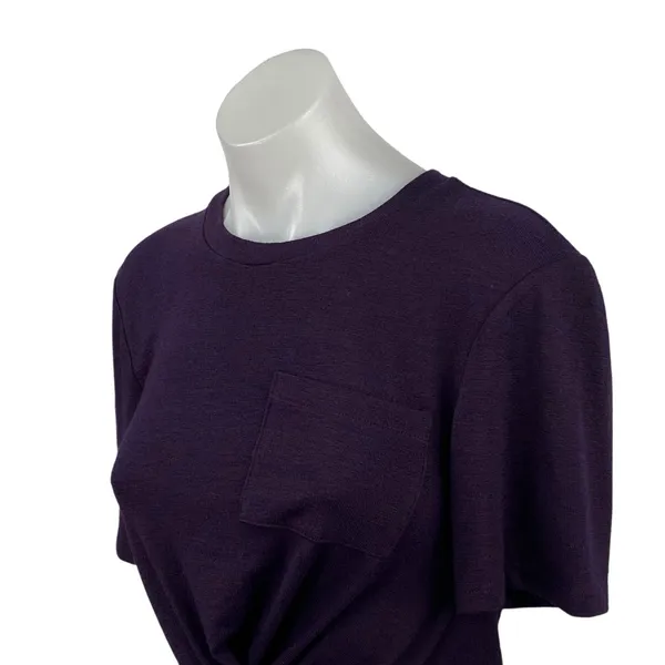 Aritzia Wilfred Free Women's Purple Short Sleeve Twist Front Tee Crop Top Size S - Image 2