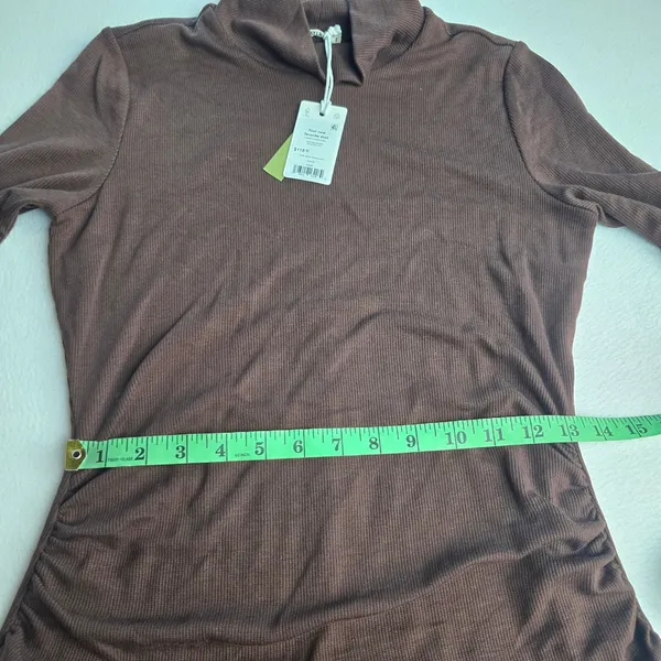 Marine Layer NWT 51Y Lexi Rib Ruched Turtleneck Dress Cocoa Brown Small‎ - Image 9