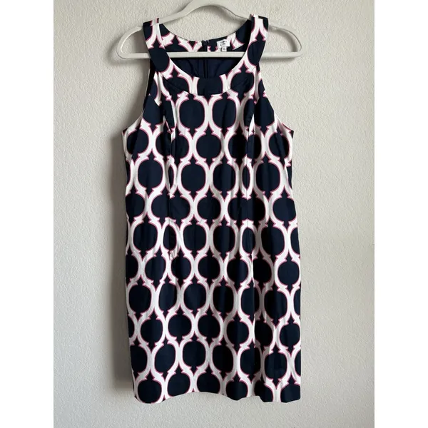 Crown & Ivy Seaside Lattice Printed Sleeveless Dress Navy Womens Sz‎ 14 Coastal - Image 12