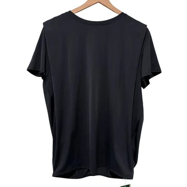 HALARA Round Neck Cool Touch Yoga Sports Top UPF 50+ Black Women XL Short Sleeve - Image 2