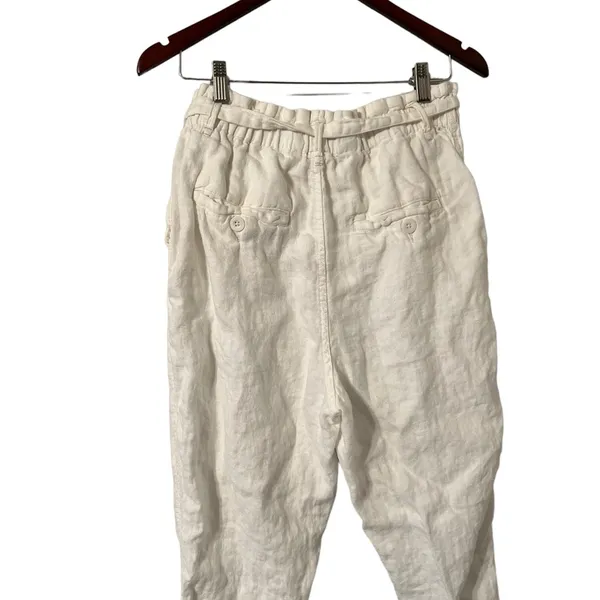 FREE PEOPLE Paperbag White Linen Trousers Pants - Image 6