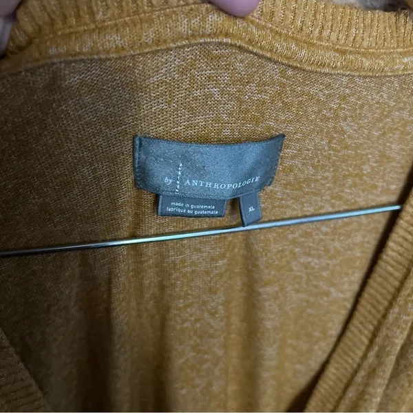 By Anthropologie Ribbed Wrap Sweater Golden Yellow Long Sleeve V Neck Size XL - Image 2
