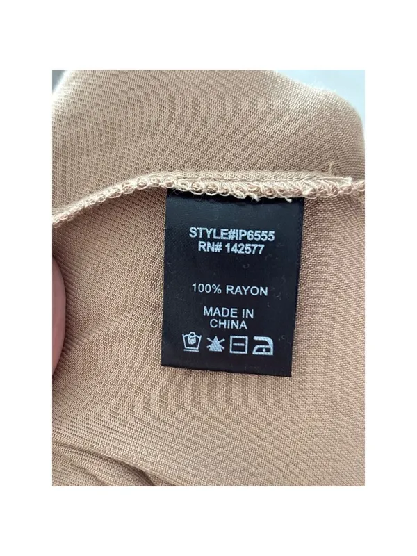 Iris Jumpsuit‎ Large Tan Brown Sleeveless Utility Jogger Button Front Rayon - Image 4