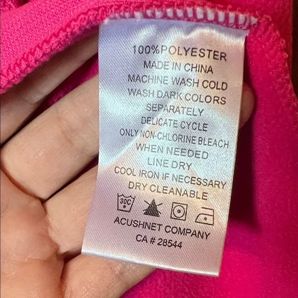 FOOTJOY Fleece Jacket‎ Women Medium Hot Pink Asymmetrical Zip Thumbholes Golf - Image 8