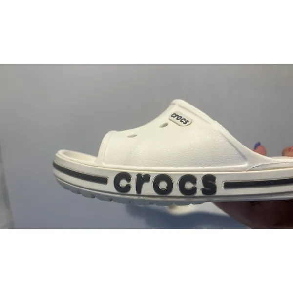Crocs‎ Iconic Bayaband Slides Sandals White Navy Unisex M4/W6 Water Outdoor Shoe - Image 5