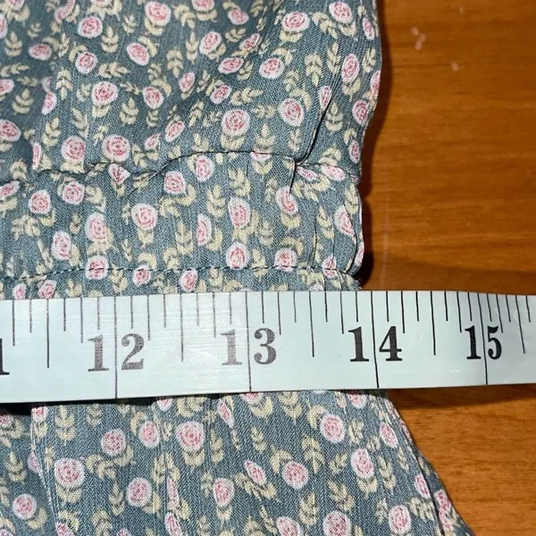 Francesca’s Mi Ami Floral Ruffle Chiffon Cottagecore Prairie Mini Dress Green Me - Image 13